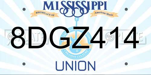8DGZ414 Mississippi License Plate