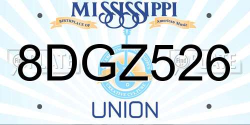 8DGZ526 Mississippi License Plate