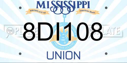 8DI108 Mississippi License Plate