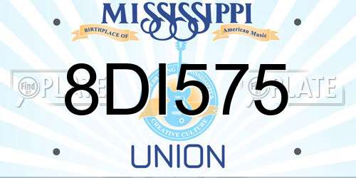 8DI575 Mississippi License Plate