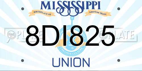 8DI825 Mississippi License Plate