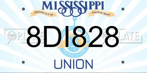 8DI828 Mississippi License Plate