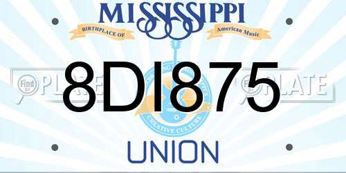 8DI875 Mississippi License Plate
