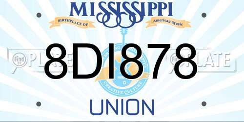 8DI878 Mississippi License Plate