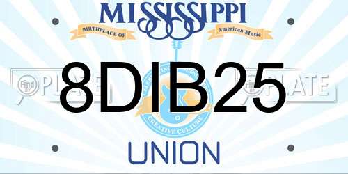 8DIB25 Mississippi License Plate