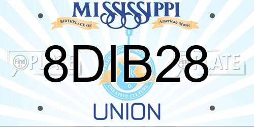 8DIB28 Mississippi License Plate
