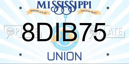 8DIB75 Mississippi License Plate
