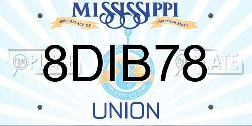 8DIB78 Mississippi License Plate