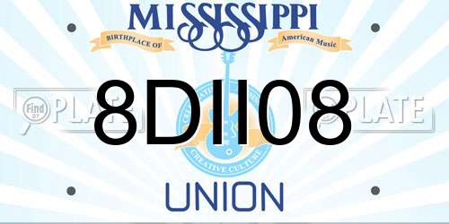 8DII08 Mississippi License Plate