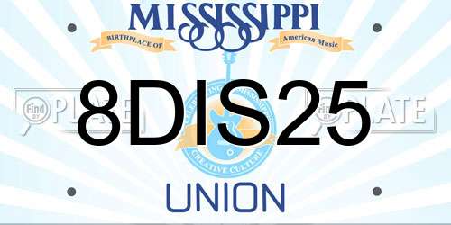 8DIS25 Mississippi License Plate