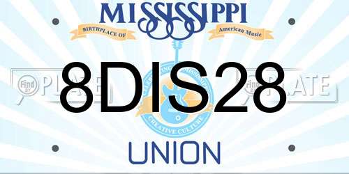 8DIS28 Mississippi License Plate