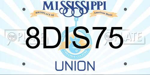 8DIS75 Mississippi License Plate