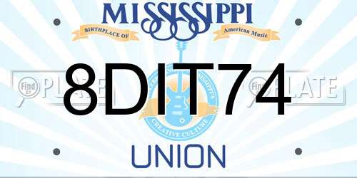 8DIT74 Mississippi License Plate