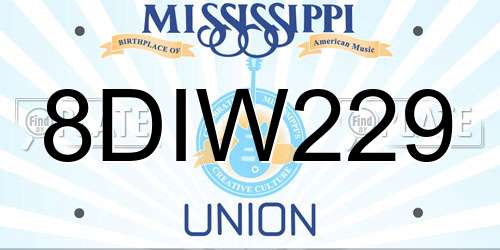 8DIW229 Mississippi License Plate
