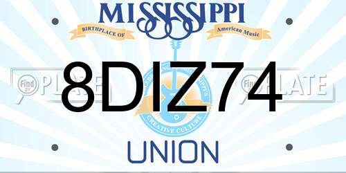 8DIZ74 Mississippi License Plate