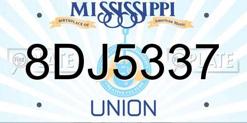 8DJ5337 Mississippi License Plate
