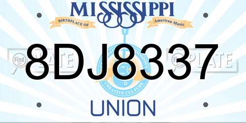8DJ8337 Mississippi License Plate