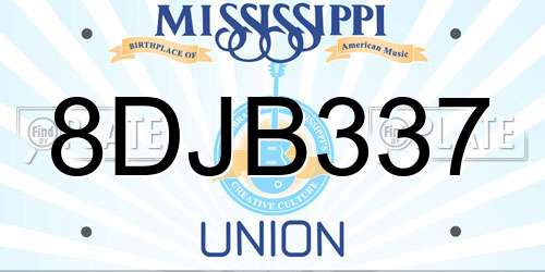 8DJB337 Mississippi License Plate