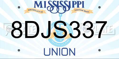 8DJS337 Mississippi License Plate