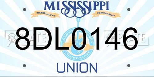 8DL0146 Mississippi License Plate