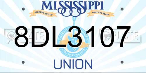 8DL3107 Mississippi License Plate