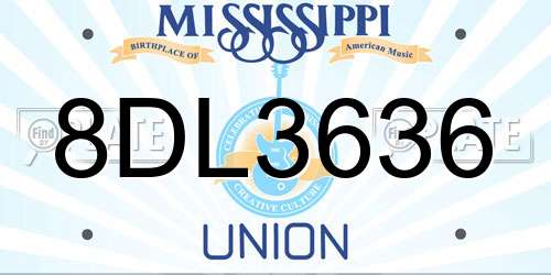 8DL3636 Mississippi License Plate