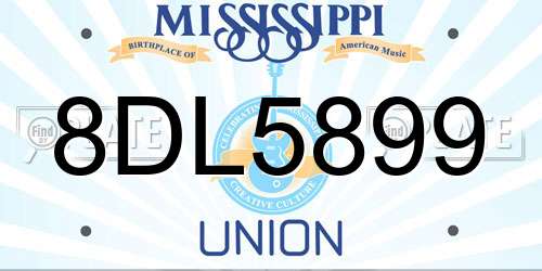 8DL5899 Mississippi License Plate