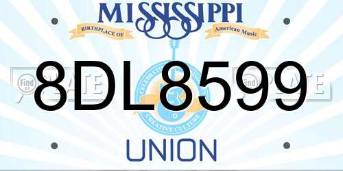 8DL8599 Mississippi License Plate