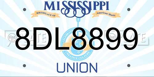 8DL8899 Mississippi License Plate