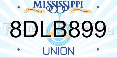 8DLB899 Mississippi License Plate
