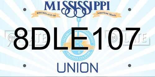 8DLE107 Mississippi License Plate