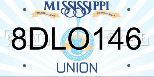 8DLO146 Mississippi License Plate