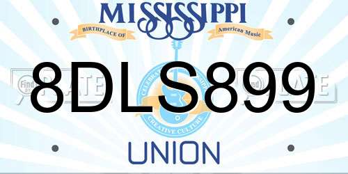 8DLS899 Mississippi License Plate