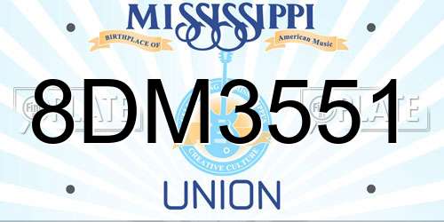 8DM3551 Mississippi License Plate