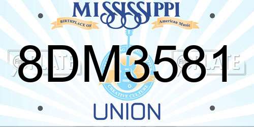 8DM3581 Mississippi License Plate