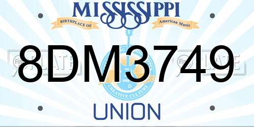 8DM3749 Mississippi License Plate