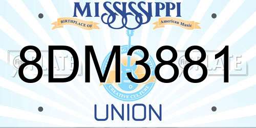 8DM3881 Mississippi License Plate