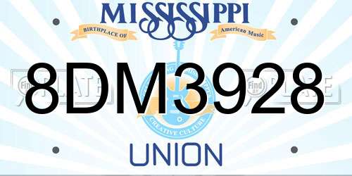 8DM3928 Mississippi License Plate