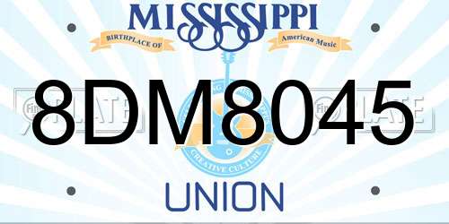 8DM8045 Mississippi License Plate