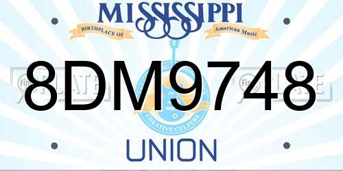 8DM9748 Mississippi License Plate