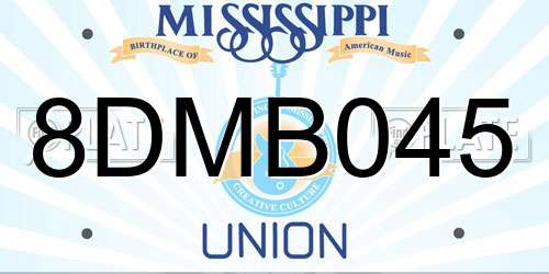 8DMB045 Mississippi License Plate
