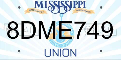 8DME749 Mississippi License Plate