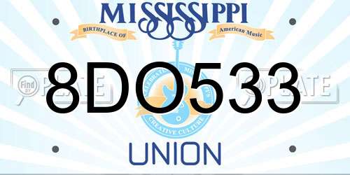 8DO533 Mississippi License Plate