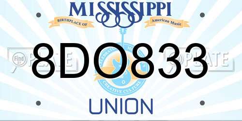 8DO833 Mississippi License Plate