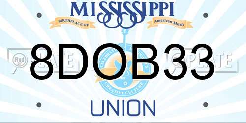 8DOB33 Mississippi License Plate