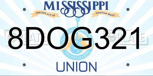 8DOG321 Mississippi License Plate