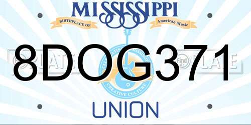 8DOG371 Mississippi License Plate