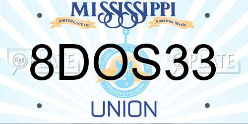 8DOS33 Mississippi License Plate