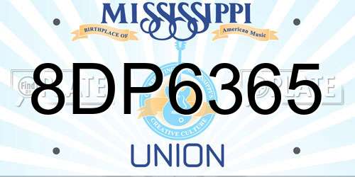 8DP6365 Mississippi License Plate
