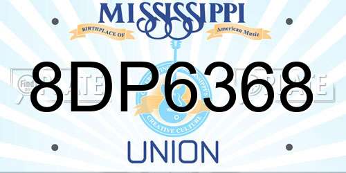 8DP6368 Mississippi License Plate